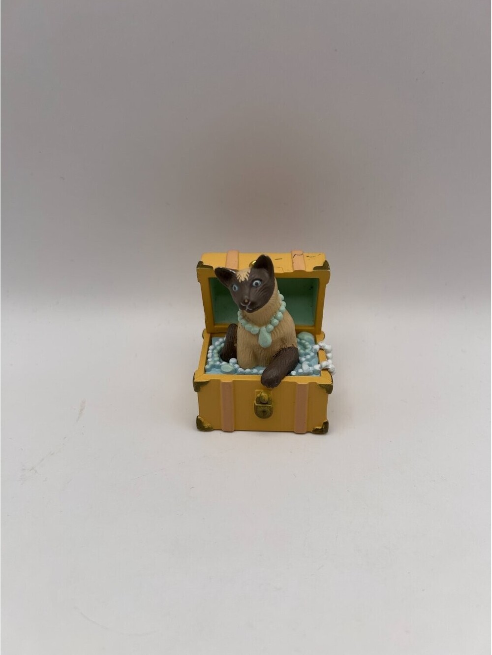 Siamese Cat in Yellow Jewelry Chest Christmas Ornament